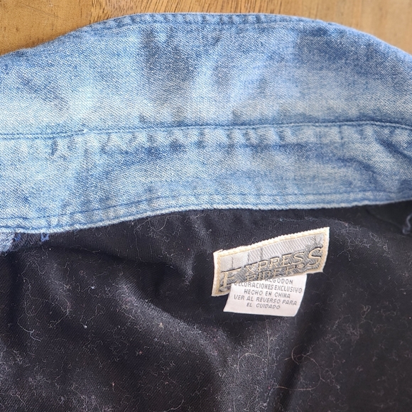 Express Riders Western Aztec Rodeo Tribal Black Blue Button Down Sz Large - Picture 8 of 13
